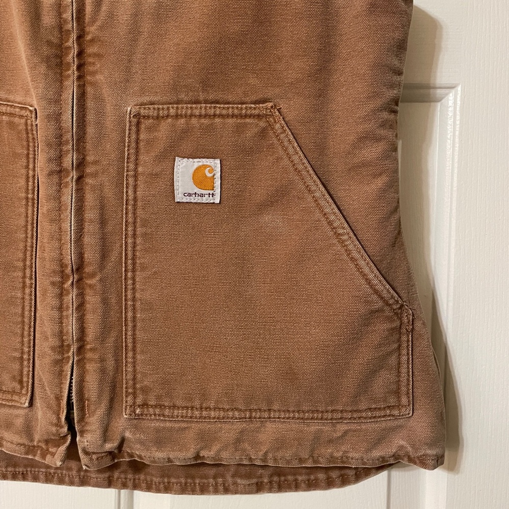 Carhartt Women's Vintage Fleece-Lined Mock-Neck Duck Canvas Vest Size Small - Picture 4 of 14